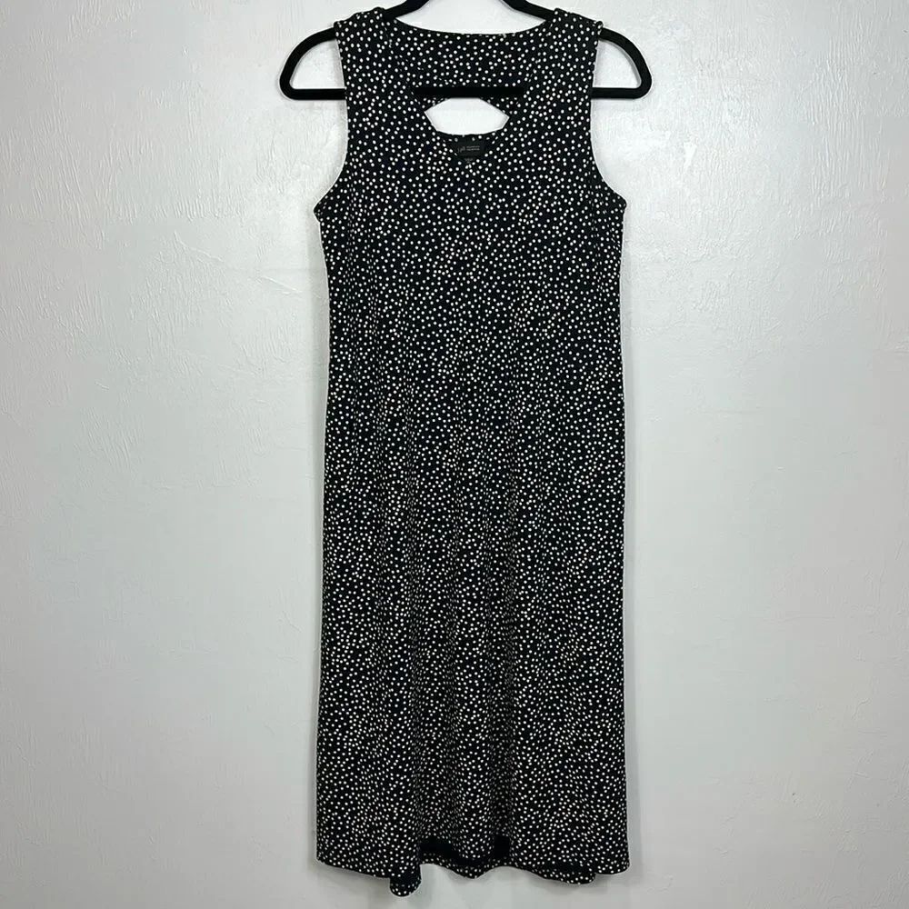 J. Jill Wearever Collection Polka Dot Maxi Tank Dress In Navy Size XSP
